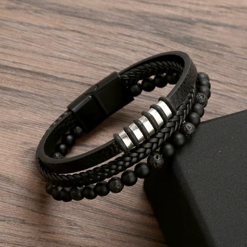 Image of Nakabh Titanium Steel Vegan Leather Micro Insert Bracelet for Men & Boys