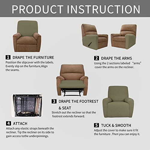 image for Easy-Going Recliner Stretch Sofa Slipcover Sofa Cover 4-Pieces Furnitu