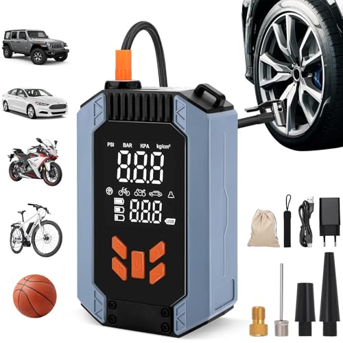 UCAMP Elektrische Luftpumpe, Akku Mini Auto Kompressor mit 4000 mAh USB C 4 Modes und 150 PSI Alle Ventile LED-Licht, Wiederaufladbare Reifenpumpe für Fahrrad, E-Bike, Auto, Motorrad, Bälle