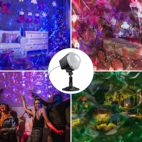 Image of Ocean Wave Projector Light Outdoor 15 Colors Water Ripple Effect Lamp | IP65 Outdoor Projector with Remote for Halloween Christmas Decor - Ideal for Yard, Wall, Ground, Parties & Holiday Displays