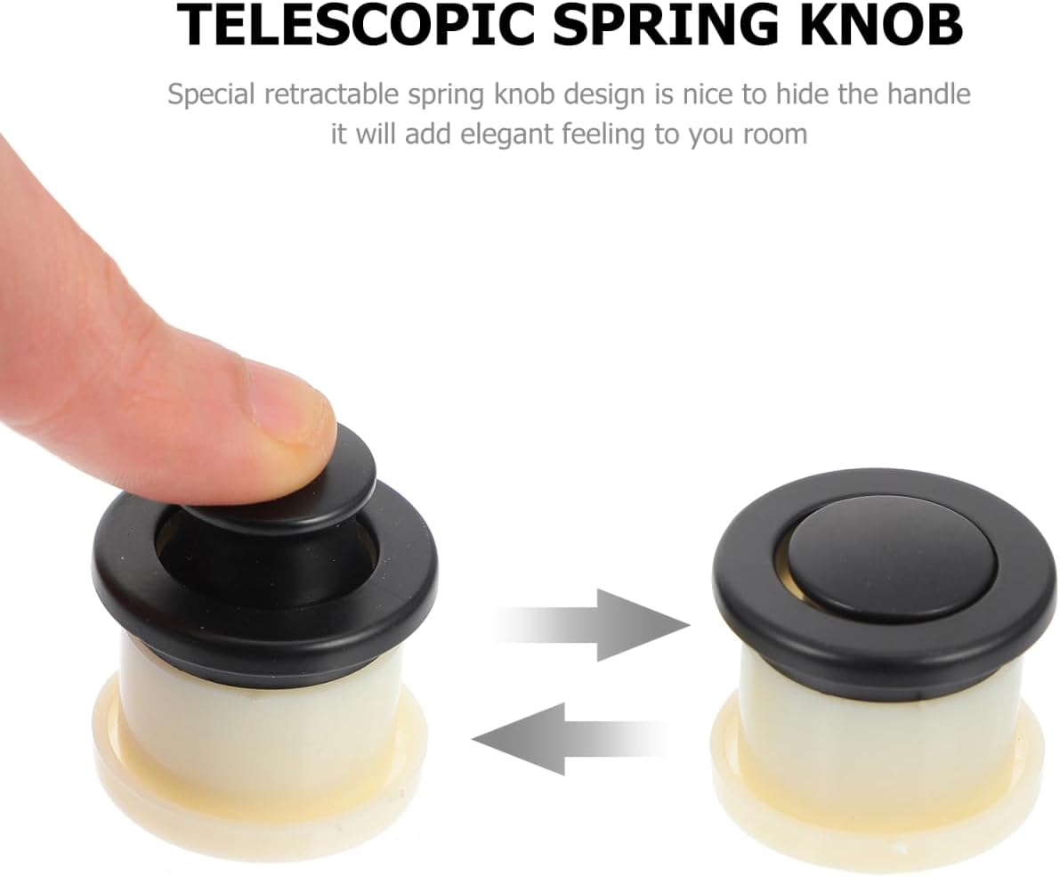 Housoutil 6Pcs Embedded Retractable Spring Knobs Zinc Alloy Cabinet Door Pulls Hidden Handle Design for Drawers Dressers Cupboards