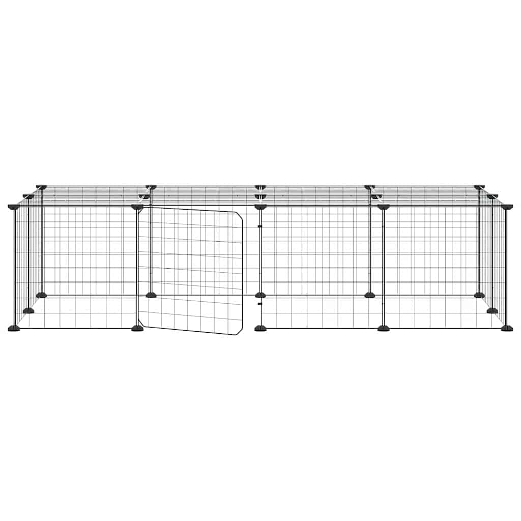 Gabbia per animali domestici in acciaio verniciato a polvere, nero, 35 x 35 cm, con porta, recinto modulare, per conigli, porcellini d'India, recinto interno ed esterno, box sicuro