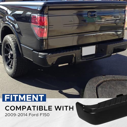 Peforway Rear Step Bumper Assembly Black Fit for Ford F150 2009-2014 with Parking Sensor Holes, Black Back Step Bumper Replacement