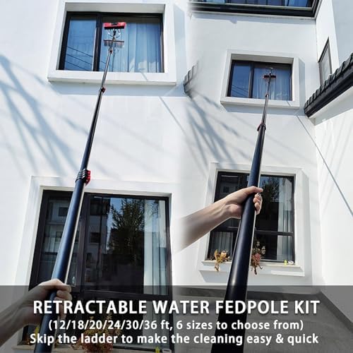 Telescopic Window Cleaner Kit - 3.6M Water Fed Brush & Squeegee, Extendable Pole for Effortless Solar Panel & Window Cleaning, Ideal for High Reach Tasks & Streak-Free Shine