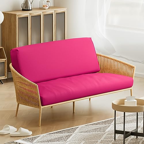 Magshion Futon Cover Sofa Bed Slipcover Couch Cover Without Armrests Stretch Folding Futon Cover Twin Size 39\"x75\"x6\" Hot Pink