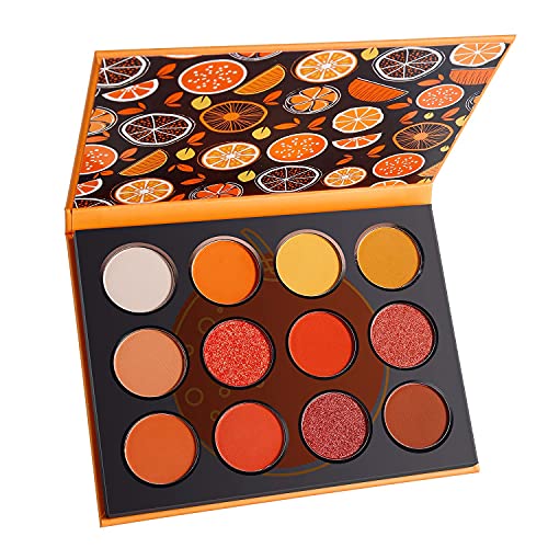 De'lanci Eyeshadow Palette Makeup 12 Colors Orange Yellow Ultra Pigmented Matte Shimmer Cute, Pro Bright Eye Shadow Powder Pallet Long Lasting Waterproof Cosmetics Make Up Palette Easy To Blend #TOP5