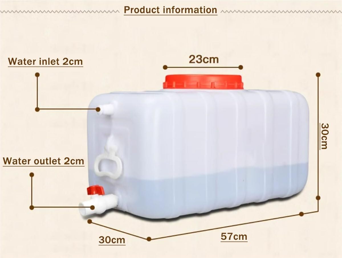 LICOME 150L Rectangular Plastic Water Storage Tank, High-Density Polyethylene, for Outdoor, Emergency, Camping, Farmland, Industry, Self Driving Cars(50L)
