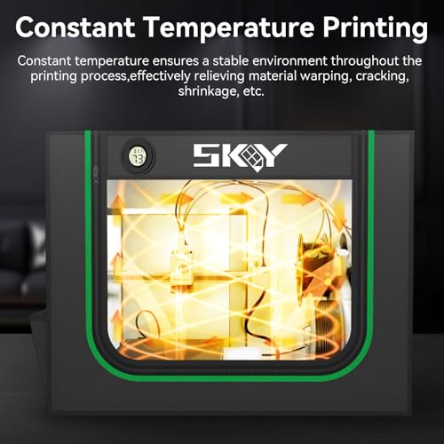 Skouphy 3D Printer Enclosure with LED Light, Smoke Exhaust Kit, Thermo-Hygrometer,Fireproof Dustproof Tent Constant Temperature for Bambu Lab A1,Eufymake E1 UV Printer Detail