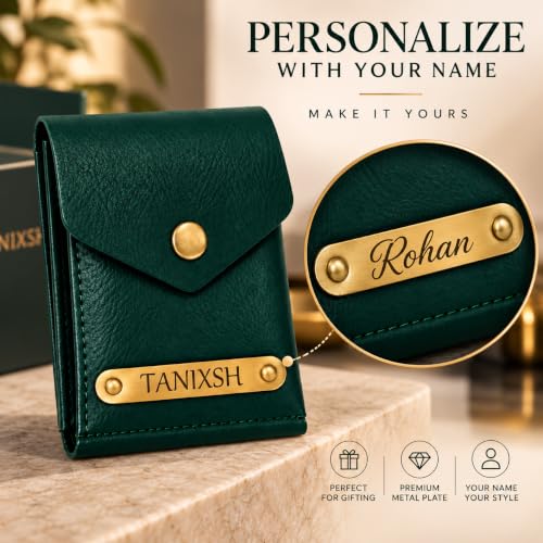 Image of Personalized Slim Wallet for Men, Card & Cash Holder (Green)
