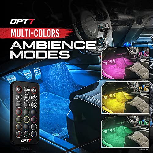 Opt7 Aura Interior Car Lights Led Strip Kit-16+ Smart-Color, Soundsync, Show Patterns, And Remote-Accent Underdash Footwell Floor, 4Pc Single Row #TOP1