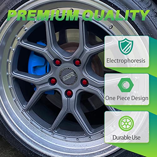 Image of AUTOPTIM M12x1.5 Red Lug Nuts - Replacement for Ford 2006-2019 Fusion, 2000-2019 Focus, 2001-2019 Escape, Red Conical 19mm Hex 1.38 inch Tall 20pcs One-Piece Design Closed End Lug Nuts