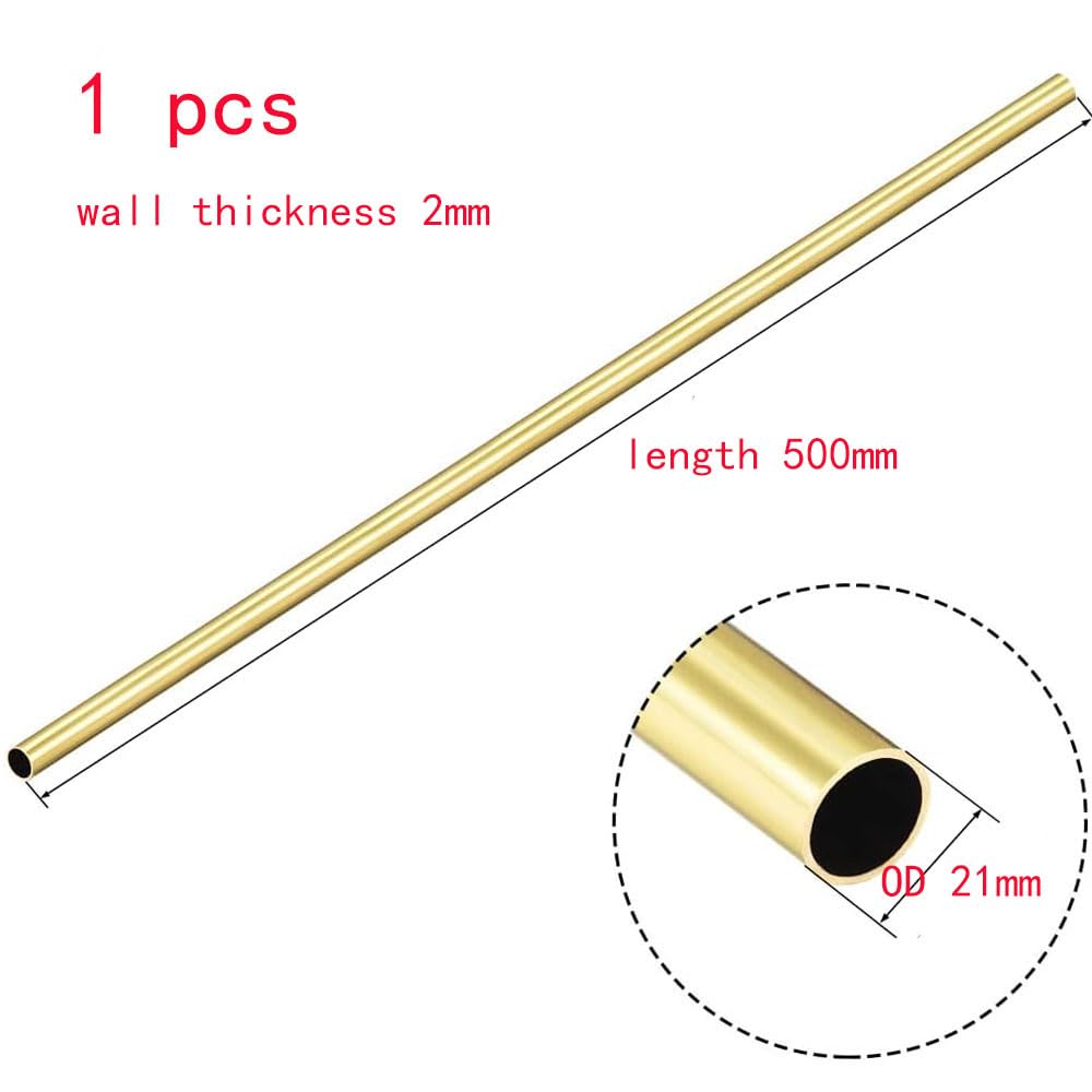 LSCAILIAO Brass Tube - H62 Brass Tube Creative Renovation, Length 500mm, Wall Thickness 2mm, Outer Diameter 19-30mm,Od 21mm