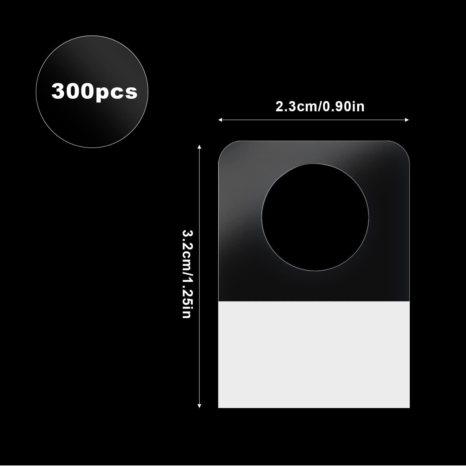 AIEX 7/8" X 1-1/4" Hang Tabs Round Hole, 300pcs Clear Sticky Hanging Tabs for Products with Ultra Strong Adhesive, Display Tags for Sale Items, Store Retail Display
