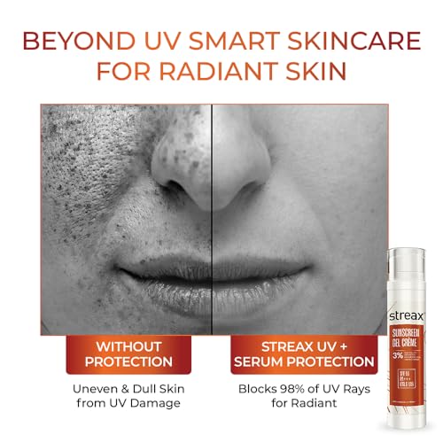 Image of Streax Sunscreen Gel Creme SPF 50 PA+++, 50g | 3% Niacinamide | Serum Infused Sunscreen | Non-Oily, No White Cast | Hydrating & Brightening