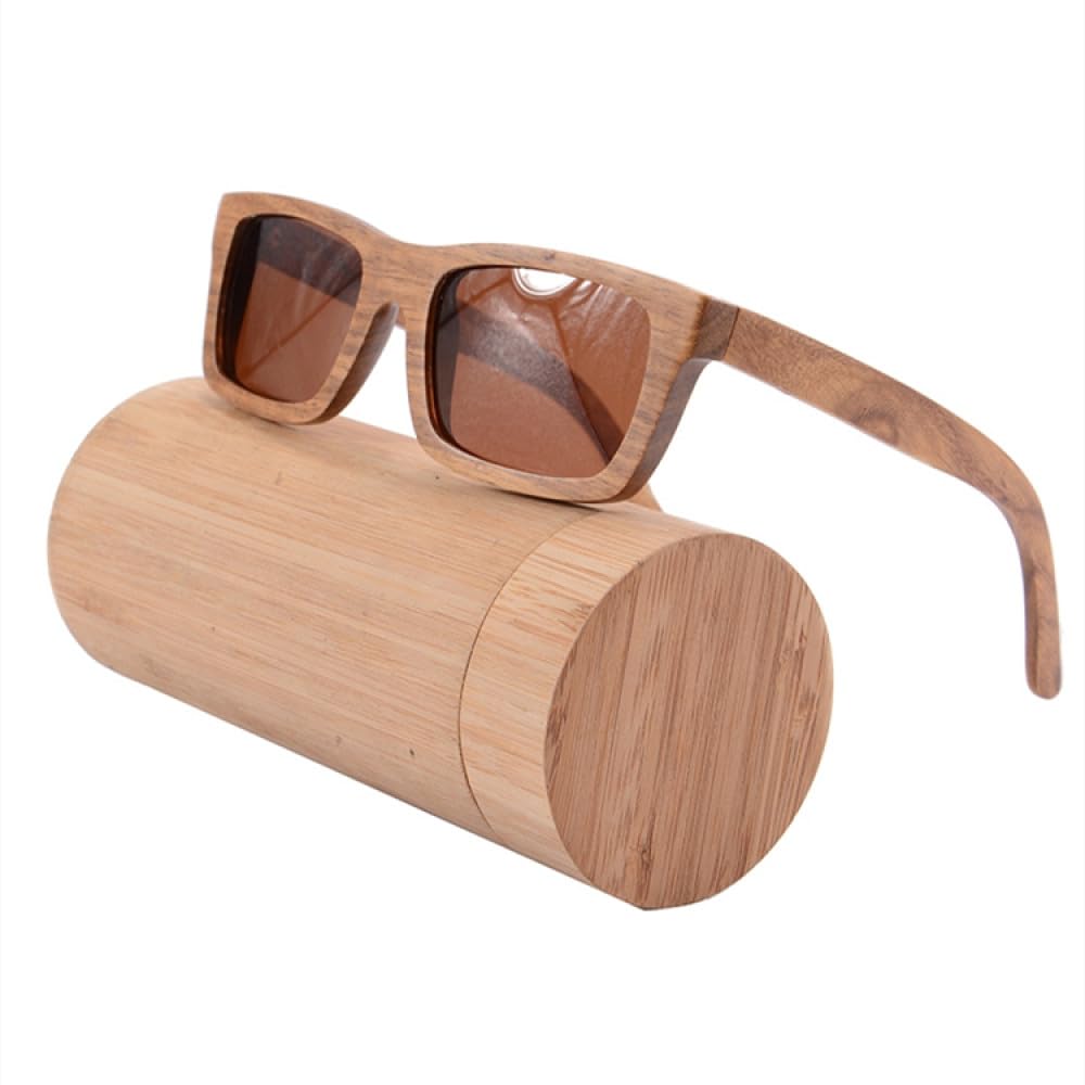 Occhiali da sole in legno fatti a mano Occhiali da sole polarizzati con montatura quadrata in legno per uomo Donna Occhiali da sole in legno, bambù arancione, marrone