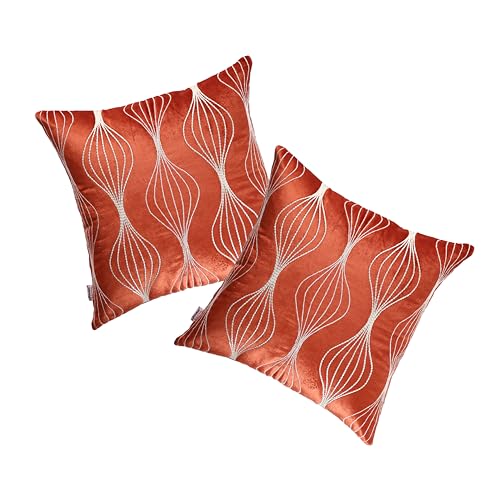 Image of Home - The Best is for You Luxurious Velvet Rust Cushion Covers Embroidered - Pack of 2, 16x16 Inch