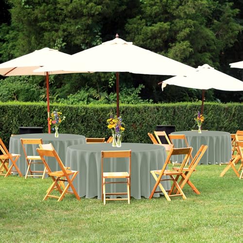 Image of sancua Round Tablecloth 120 Inch Diameter, 8 Pack - Circle Polyester Fabric Table Cloth for Wedding Party Reception Banquet Birthday, Washable Formal Table Cover (Fit 48-96 Inch Tables), Sage Green