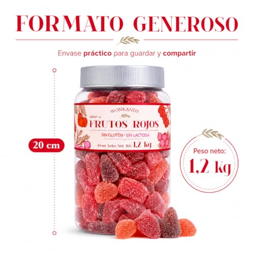 Miniatura 4 de Gominolas Frutos Rojos 1,2 kg Bote Grande. Surtido de Caramelos de Goma Fresa Uva Cereza, Chuches Blandas Sin Gluten y Sin Lactosa, Ideal para Fiestas Cumpleaños Candy Bar.