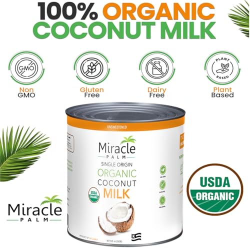 Image of Miracle Palm Coconut Milk Unsweetened - Coconut Milk Canned, Additive Free Organic 96 Fl Oz (Pack of 6)