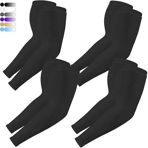 4-Pairs Arm Sleeves for Men and Women - Tattoo Cover Up - Cooling Sports Sleeve for Basketball Golf Football
