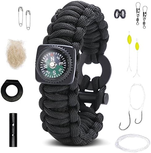 Survival Bracelet: Best Paracord Wristband with Compass Wrist Strap Rescue Gear. Emergency Fire Starter Kit Tactical Rope Cord Ultimate Bracelets for Men & Kids Camping Band, Hunting, Fishing, Hiking