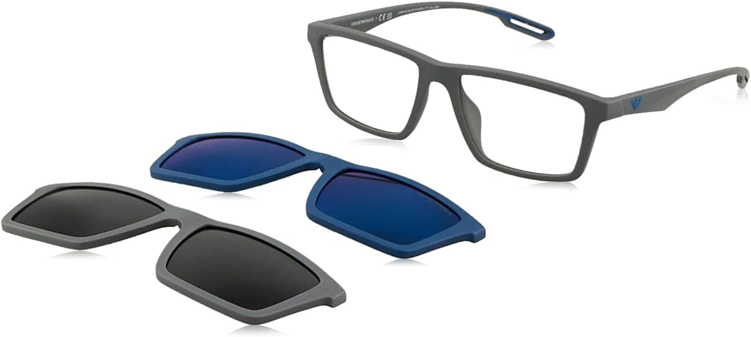 EMPORIO ARMANI(エンポリオアルマーニ)Men's Ea4189u Universal Fit Sunglasses with Two Interchangeable Clip-ons Rectangular