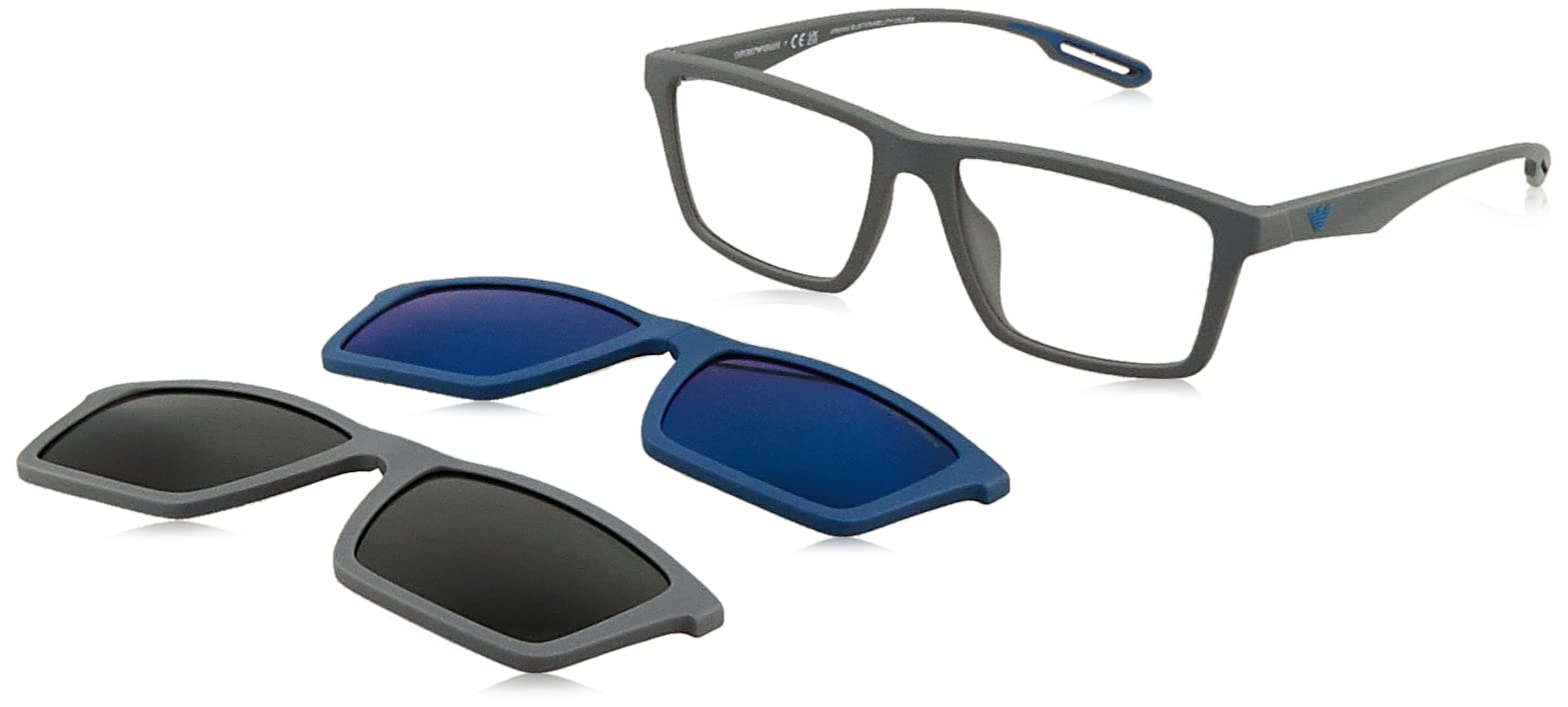 EMPORIO ARMANI(エンポリオアルマーニ)Men's Ea4189u Universal Fit Sunglasses with Two Interchangeable Clip-ons Rectangular