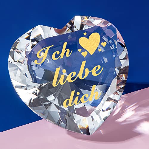 ERWEI Diamant Geschenk aus Kristall mit Text Ich Liebe Dich! Geschenk für Liebhaber Tischdekoration Hochzeit Taufe Ornament Cover