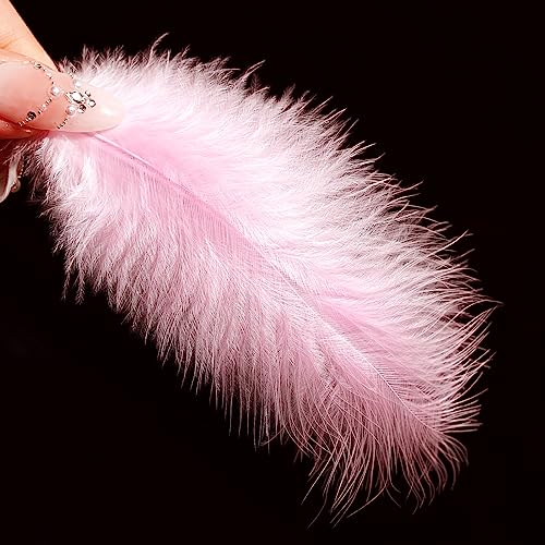 Tharaht 100Pcs Fluffy Turkey Marabou Feathers 4-6Inch For Craft Dream Catcher Decoration Natural Fluffy Turkey Marabou Feathers,Pink #TOP3