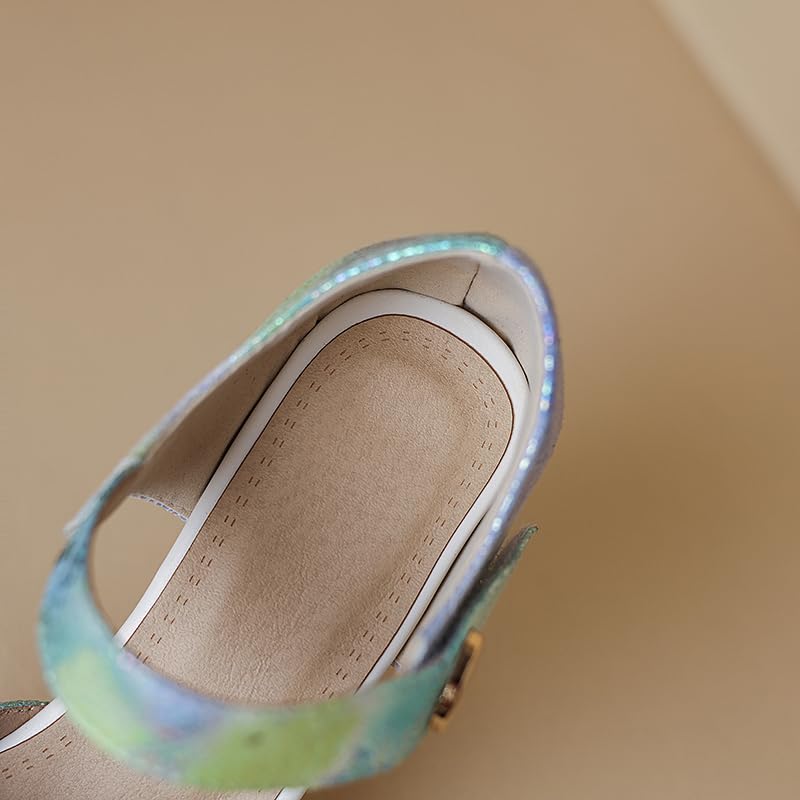 Women's Tie-Dye Ankle Strap Mary Jane Pumps Closed Square Toe Block Low Heel D'Orsay Dress Wedding Party Shoes Size 4-13 US2