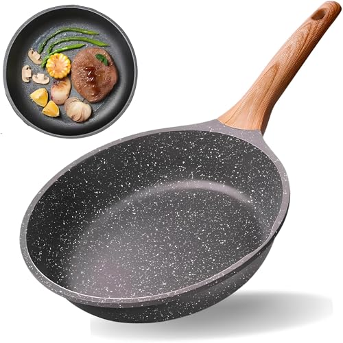 Frigideira Antiaderente de Cerâmica Premium com Cabo de Madeira Ergonômico – Frita Sem Óleo, Durável e Saudável, Compatível com Fogão Indução, Gás e Elétrico