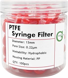 OnPu Syringe Filter PTFE Hydrophobic Membrane 13mm Diameter 0.22um Pore Size Non Sterile 100pcs