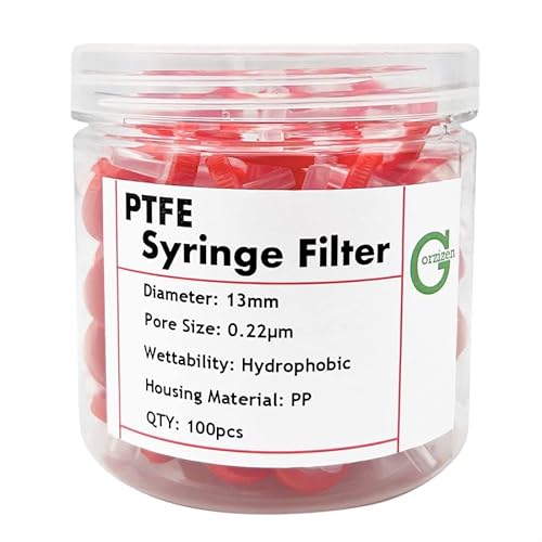 Gorzizen Onpu Syringe Filter Ptfe Hydrophobic Membrane 13Mm Diameter 0.22Um Pore Size Non Sterile 100Pcs #TOP25