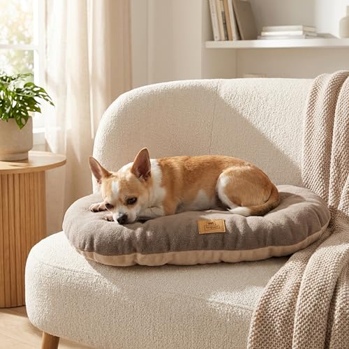 Ferplast Hundebett Katzenbett Huindekissen Relax Microfleece 45/2 Wattiertes Weiches Microfleece Waschbar Taupe