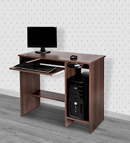 Image of MAMTA DECORATION Engineered Wood Writing Study Table with Storage Wooden Computer Desk with Keyboard Shelf for Office Home (Dark Matt Finish)
