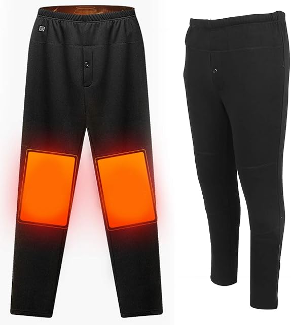 Electric Heated Pants for Men, 3-Level Intelligent Temperature Control Knee Heating Thermal Trousers USB Rechargeable Warm Mid-rise Pants Rapid Heating for Winter Outdoor Skiing Camping(3XL)