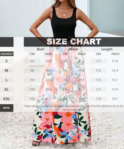 ABINGOO Robe Longue Femme D'été Bohème Légère sans Manches Col Round Décontractée Chic Plage Maxi Robes avec Poches Élastique Taille(Rose,XL) – vue 6