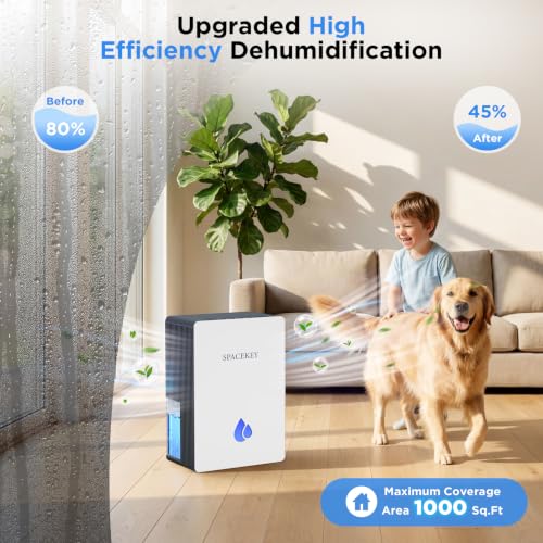 Dehumidifiers for Home, 95 OZ Water Tank Dehumidifier with Drain Hose, 1000 Sq.Ft Quiet Dehumidifiers for Bathroom Bedroom Basement RV, Timer, Auto Shut-Off, 7 Color Light, Aromatherapy, Grey & White - Image 3