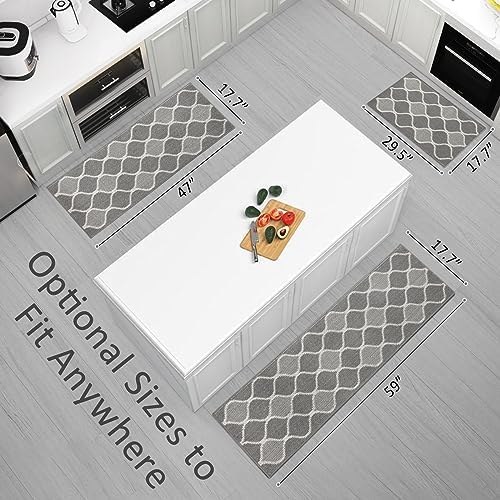 Villsure Kitchen Rugs and Mats, Non Skid Kitchen Runner Rug Absorbent Resist Dirt Kitchen Floor Mat Comfort Standing Mat Made of 100% Polypropylene Machine Washable,17.7