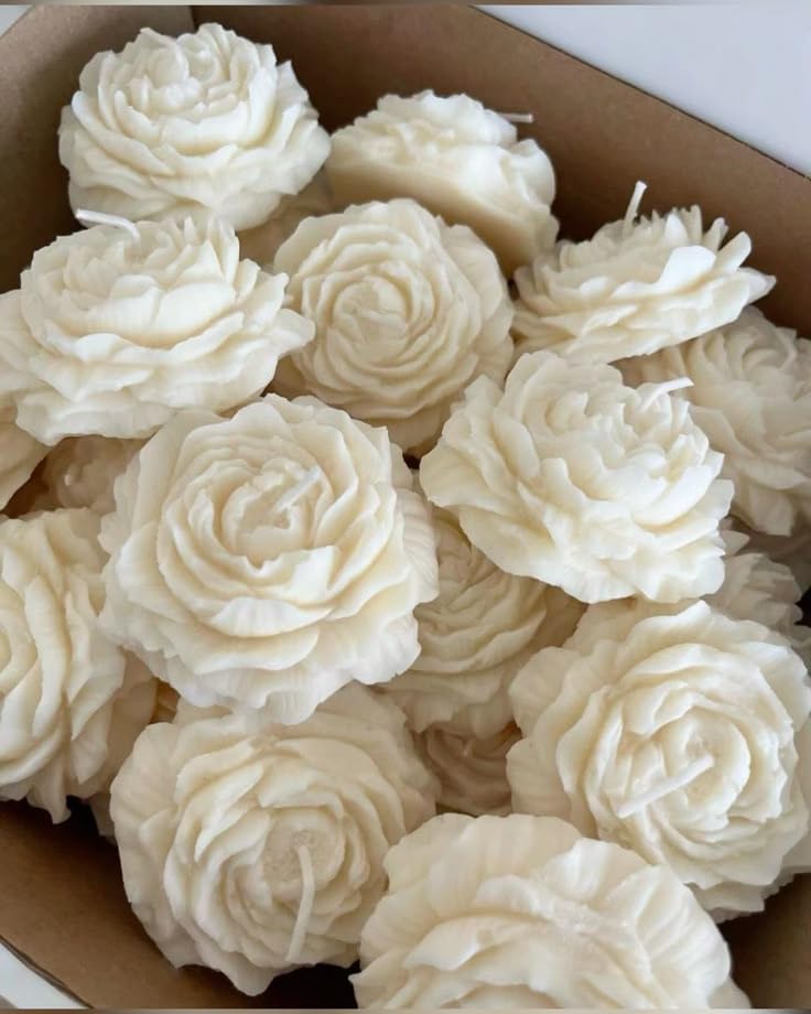 Peony Flower Scented Candles, Natural Fragrances, Long-Lasting Aroma, Home Decor & Festivals Gifting, White & Pink Shades, Pack of 5 (White)-image-29