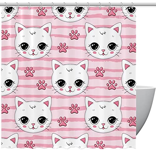 Rideau de douche chat mignon 152x183cm avec 12 crochets - 2