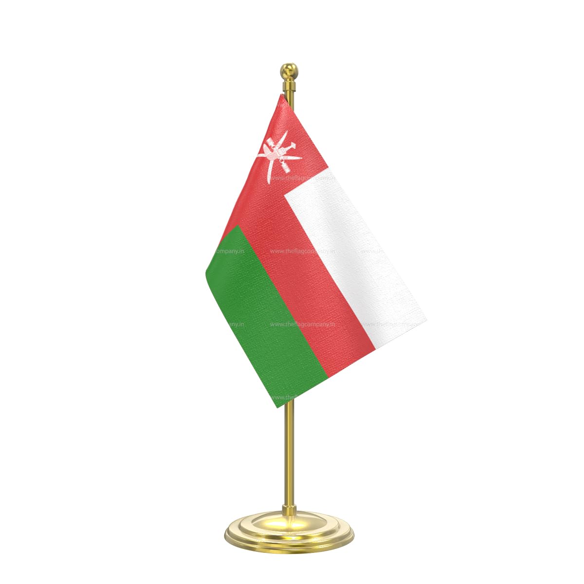 The Flag Company Oman Table Flag | 4x6 Inch Flag | Gold Acrylic Pole with Round Base | Desk Flag for Office, Reception & Home Décor