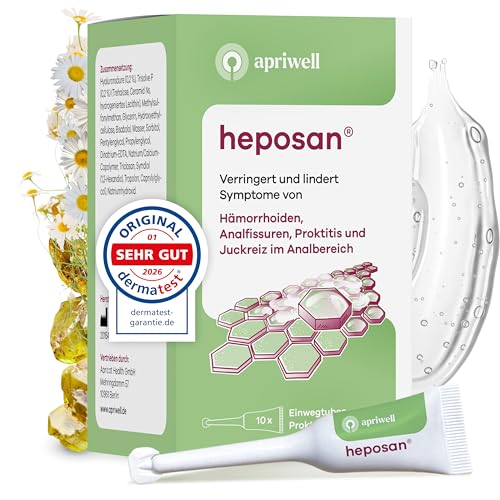 Heposan Hämorrhoiden Gel Bei Hämorrhoiden Analfissuren & Proktitis lindert Juckreiz Brennen & Schmerzen Medizinprodukt 10 Einwegtuben à 3 5 g
