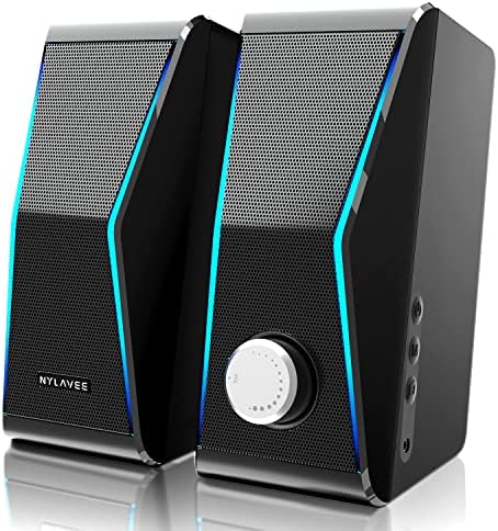 Computer Speakers, Dynamic RGB Computer Speakers for Desktop, HiFi Stereo USB Powered PC Speakers, Bluetooth & 3.5mm Connection, 4 Dual-Magnetic Speaker & Extra Bass