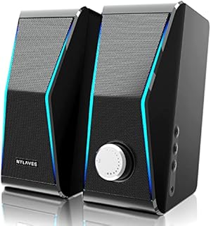 Computer Speakers, Dynamic RGB Computer Speakers for Desktop, HiFi Stereo USB Powered PC Speakers, Bluetooth & 3.5mm Connection, 4 Dual-Magnetic Speaker & Extra Bass