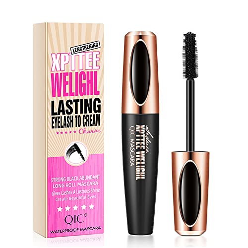 Witcrskm Black Mascara Volume And Length For Women, 4D Silk Fiber Lash Mascara Makeup, Waterproof Mascara Extension, 10ML