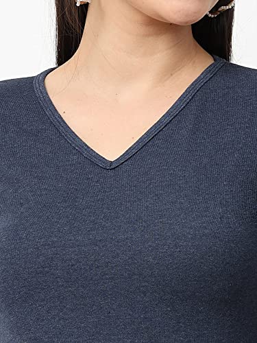 Image of Wafaa Women's Cotton Plain V Neck Full Sleeve T-Shirt