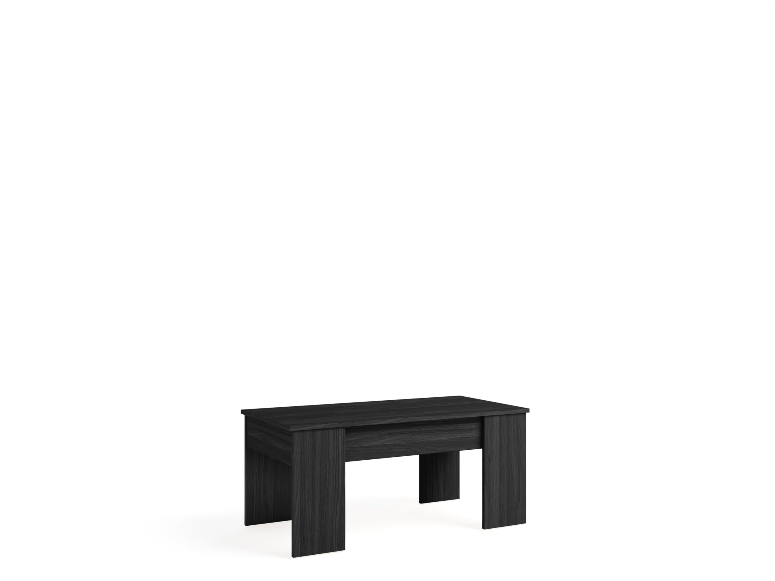 Couchtisch mit Höhenverstellbarer 100 x 45 x 50 cm. Platte Kaffeetisch ausziehbarer Wohnzimmertisch Sofatisch für Wohnzimmer, Büro, Schwarze Holzoptik.