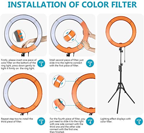 Neewer 18"/48Cm Led Ring Light: 52W Dimmable Led Ringlight Makeup Selfie Light Ring With Stand/Soft Tube/Phone Holder/Filter For Camera Phone Photography Youtube Tiktok Video Blogging Live Streaming #TOP7