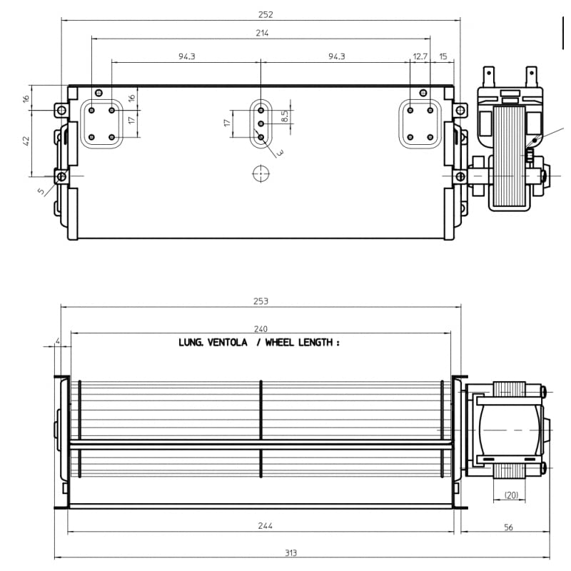 REPORSHOP - Ventilador Tangencial 240mm Derecha 220v 22W
